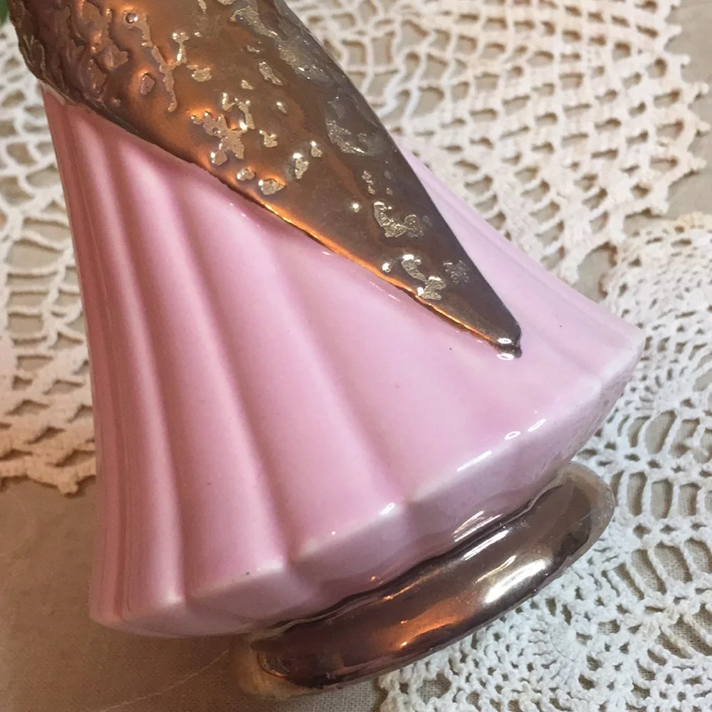 Vintage MCM Savoy Weeping Gold Pink Vase